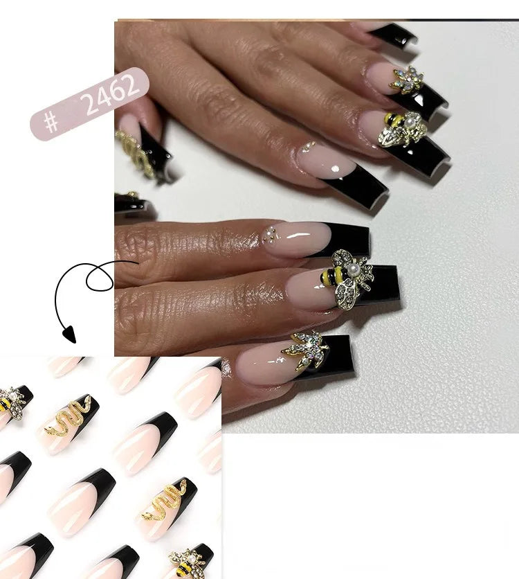 Dropshipping 24 Pcs French Style Romantic Art Acrylic Press on Nails Artificial Fingernails Candy False Nails Dating  Party 2792