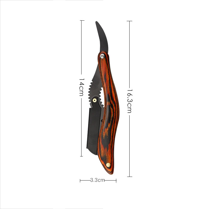 wooden trimmer manual shaver professional straight edge stainless steel sharp barber razor folding shaving blade shave beard cut