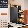 Stable Narrow Pull Multifunctional Carbon Steel Double Tier Modern Kitchen Organizer Spice Storage Cabinet Waterproof Dust-proof