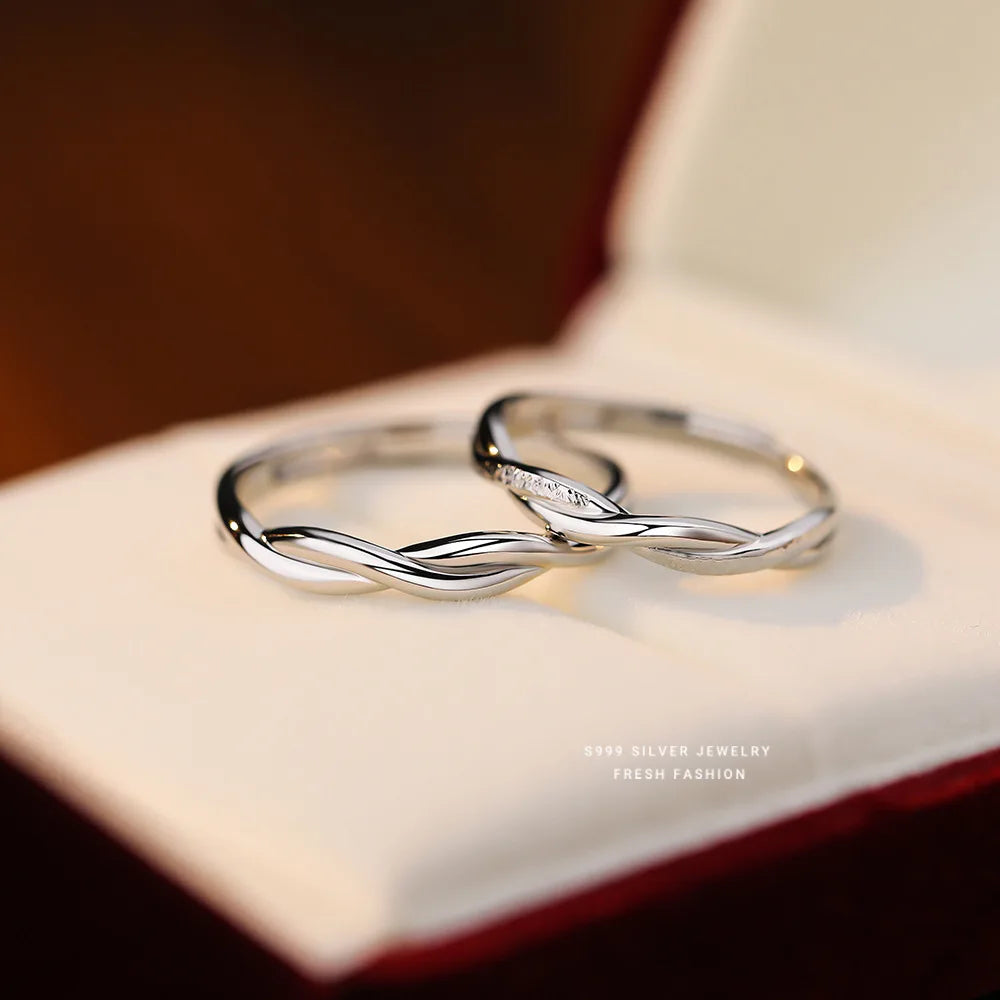 New NO MOQ Jewelry Fashion Couple Ring Jewelry 925 Sterling Silver Twisted Zircon Engagement Weeding Rings Lover Diamond Rings