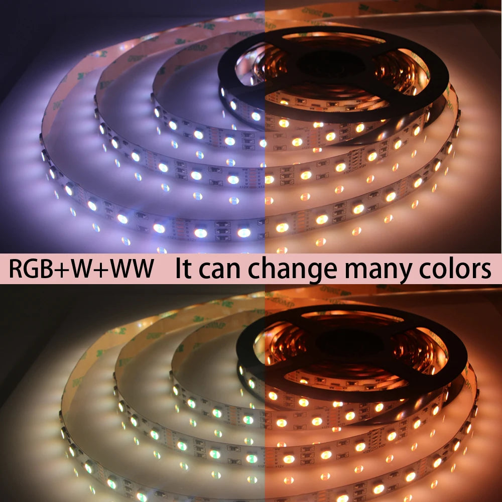 5in1 RGB CCT Led Strip Light 5m 10m 050 SMD 5 in 1 RGBW RGB+CCT CW+RGB+WW Super Bright Flexible LED Tape Lights 6pin 24V
