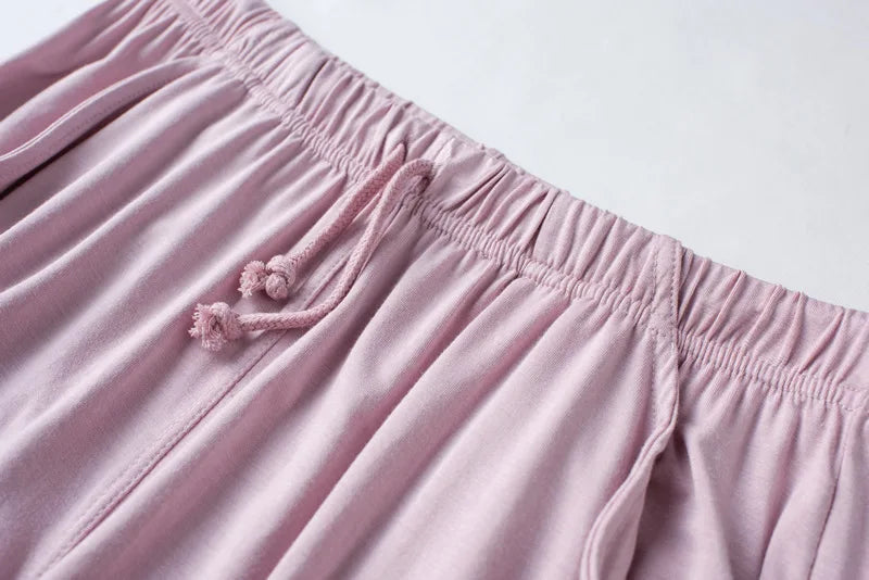 2026 Summer New Pajama Set Women's Modal Short Sleeve Shorts Two Piece Set Ladies Solid Loose Large T-shirt Homewear Women Shirt