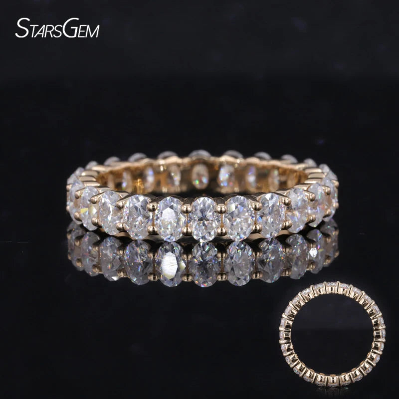 Oval Cut 2.5x3.5mm DEF VS Hpht Cvd Lab Grown Diamonds Oval Band Women Rings Lab Diamonds 14k Yellow Gold Wedding Band
