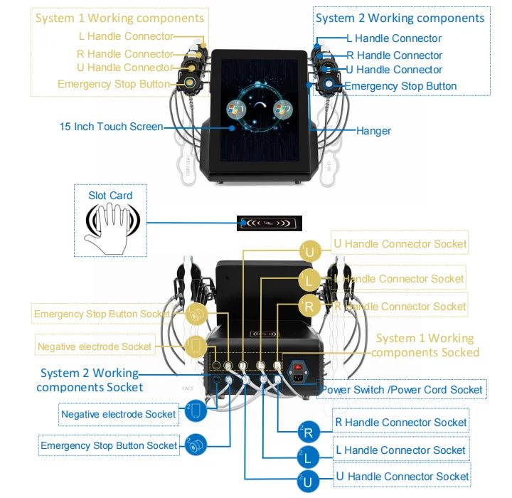Ems RF Facial Electrostimulation Face Lifting Machine  6 Handles Sculpt Face Pads Massager Device Anti Aging Wrinkles Removal