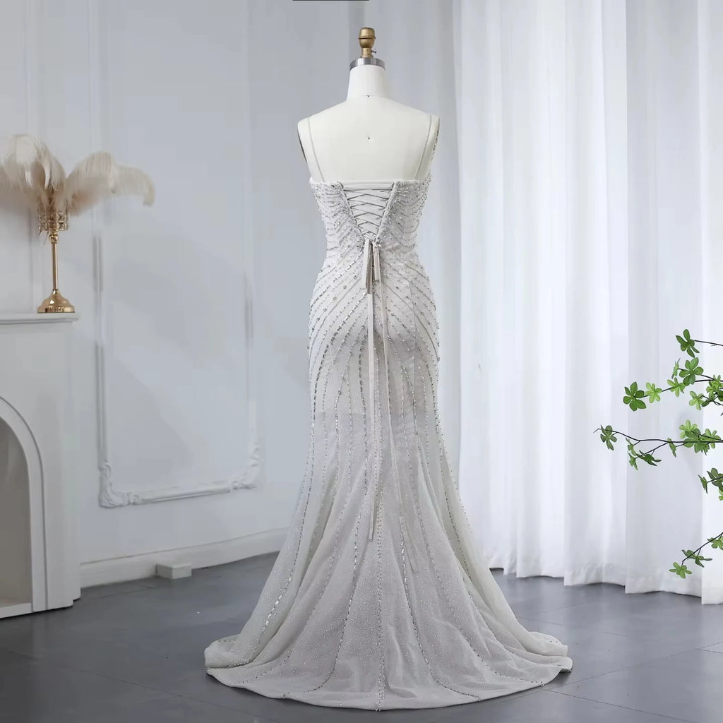 Jancember LSZ529 Sexy Glitter Slit Spaghetti Strap Mermaid Wedding Prom Dresses