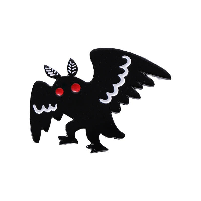 Punk Halloween Mothman Enamel Pin Brooch Lapel Badges Animals Moth Jewelry Gifts Women Girl Anime Custom Black Bird Accessories