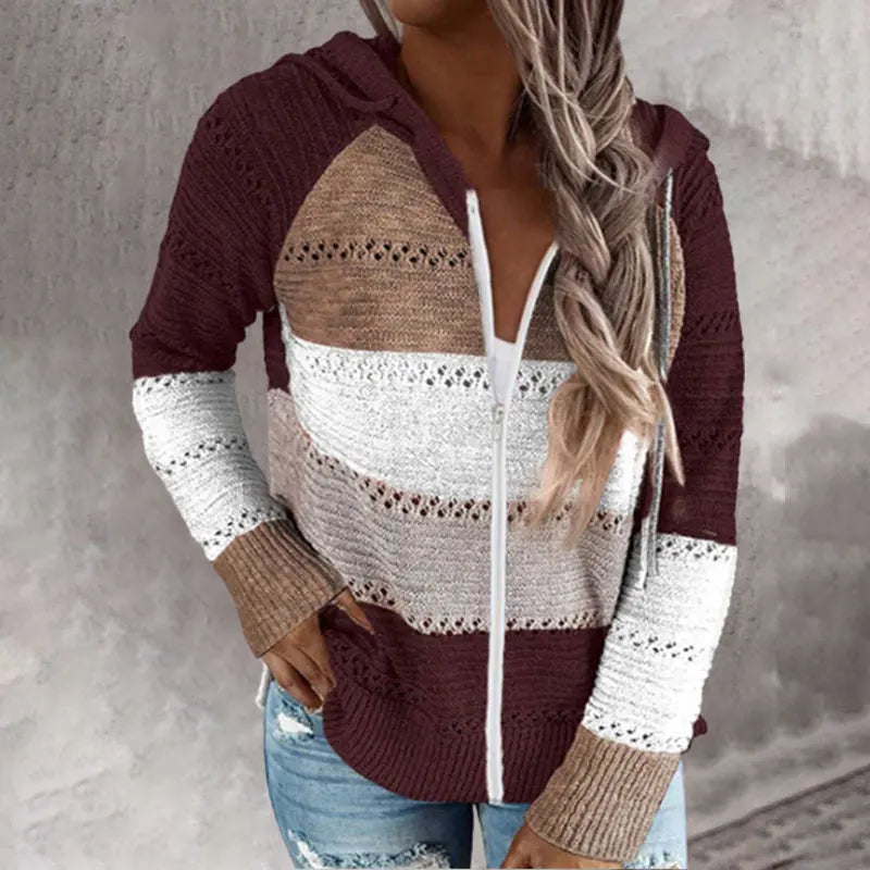 Customizable Casual Knitted Zipper Hoody Hoodie For Women