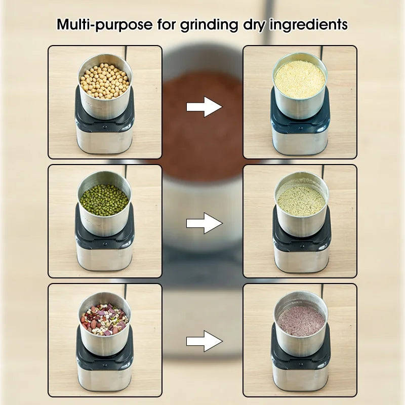Hot Sale Portable Grinder Mill Electric Stainless Steel Coffee Bean Grinder Mixer Food Processor Blender Spice Mill