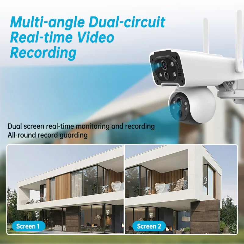Wistino 4MP Outdoor Dual Lens Wireless Security Cameras Motion Detection Night Vision Full Color Bullet Camera