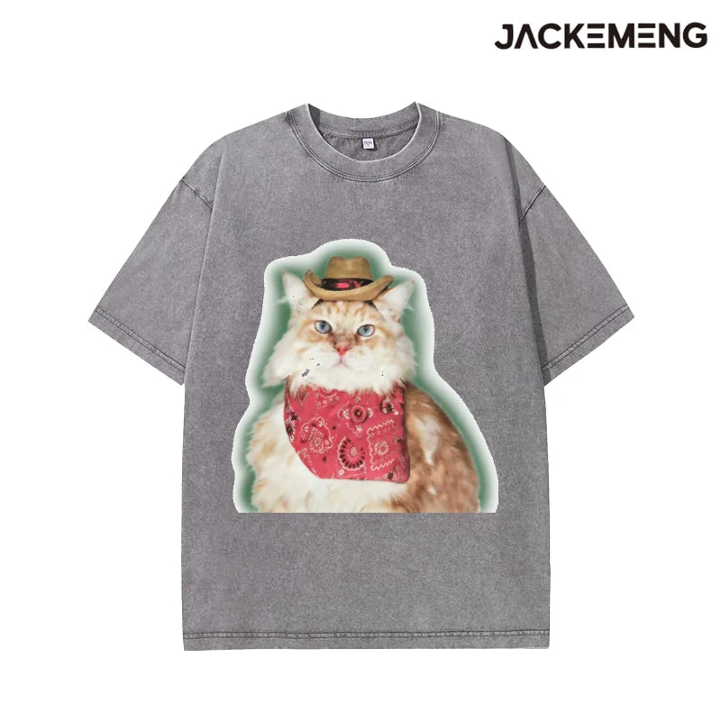 Oversized Vintage Animal Streetwear Print Tshirt USA Stock Wholesale Y2K Casual Tee