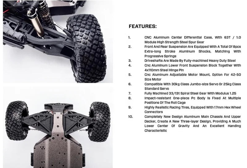 1:7 Scale YIKONG TB7 Trail Breaker 4WD Crawler Desert RC Truck 2.4G Remote 30KG Servo Independent Suspension Brushless Power