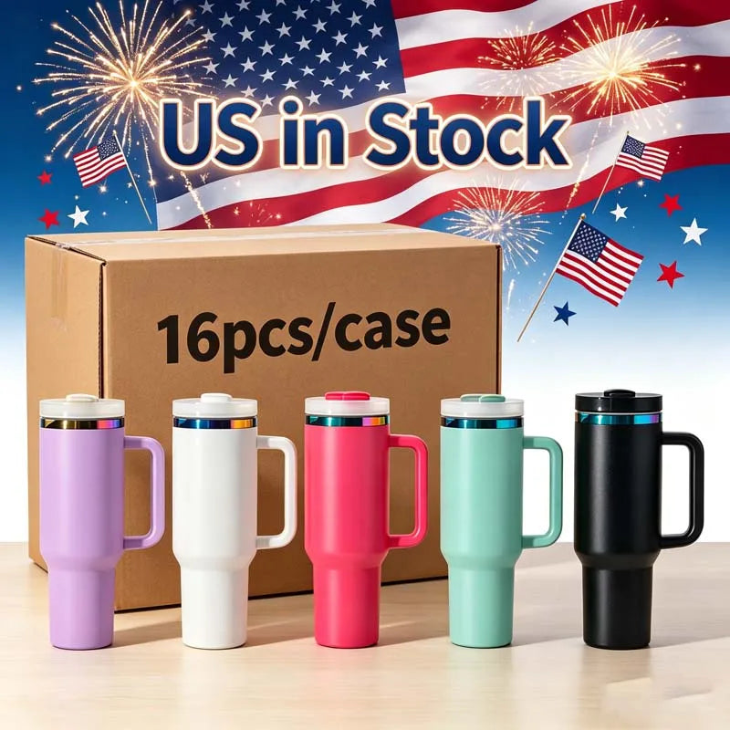 Us Warehouse 40 OZ Colorful Rainbow Plated Easy Clean Camping Gear 40 OZ Vacuum Tumbler for Home Office Outdoor Daily Use