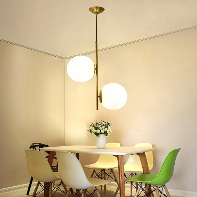 Art Deco Milk White Glass Ball Led European Restaurant Bedroom Chandelier