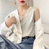 Milan New Style Hot Selling Ladies Spring Summer Autumn Luxury V-neck Real Silk Halter tank Top Women