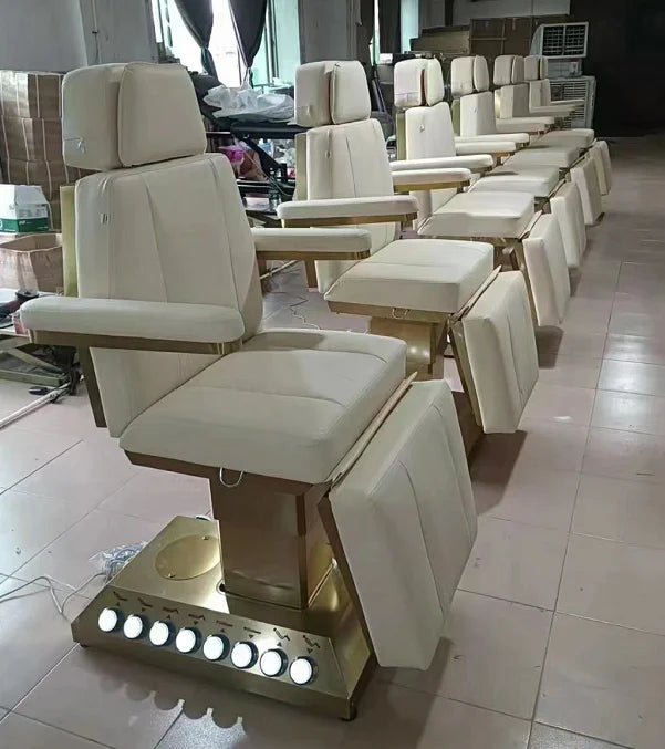Beautiful Modern Metal Solid Adjustable Head Cosmetic Facial Bed with High-Density Sponge for Salon Beauty Care