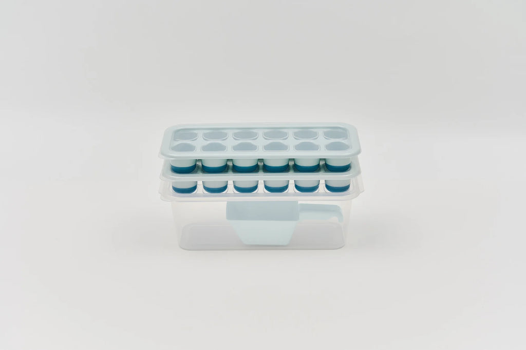 SB TECH New Single Piece Package Rectangle Polypropylene Blue 12-Cube Ice Tray Lid Container-Freezer Proof -60F 45F Heat