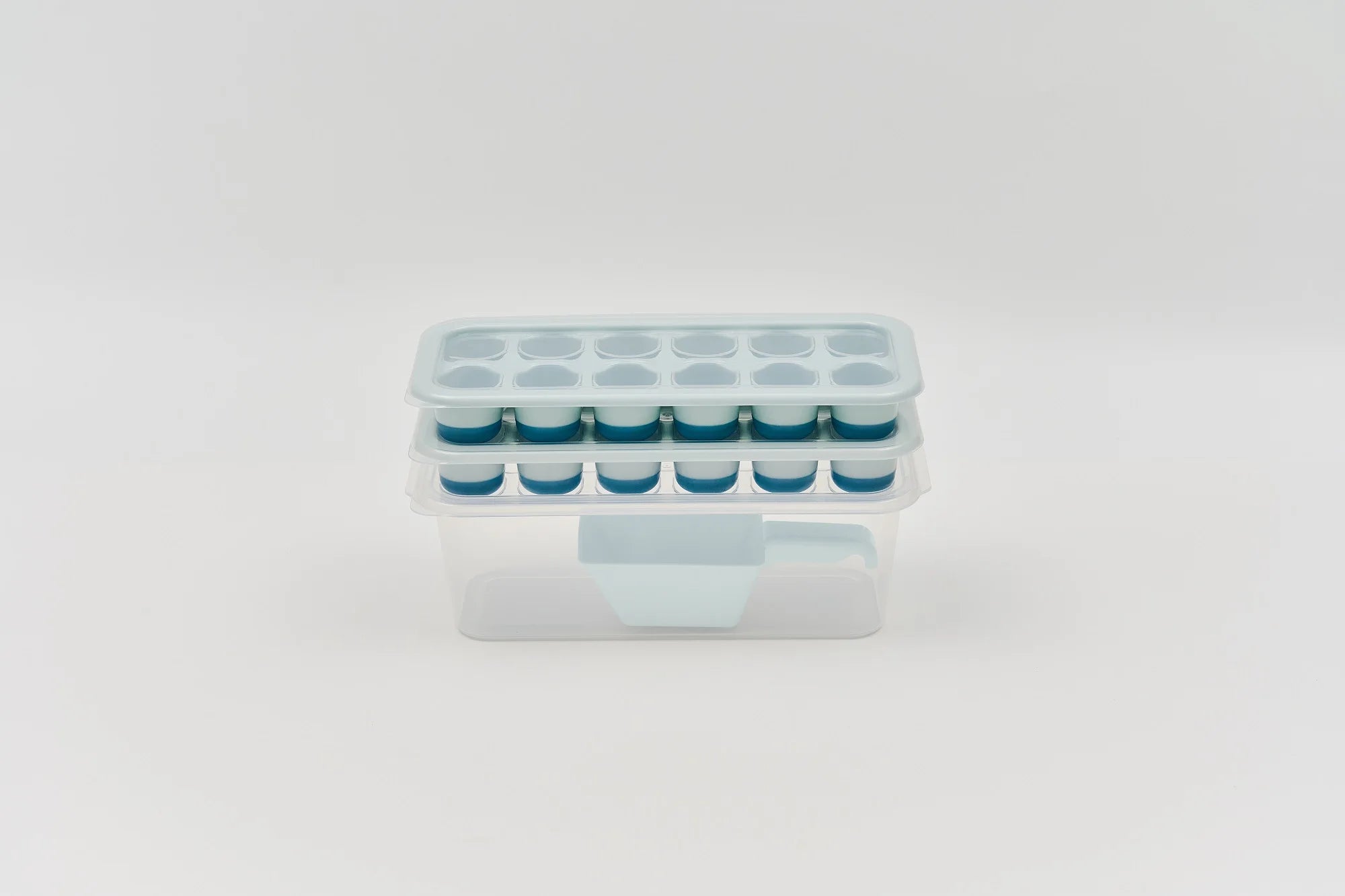SB TECH New Single Piece Package Rectangle Polypropylene Blue 12-Cube Ice Tray Lid Container-Freezer Proof -60F 45F Heat