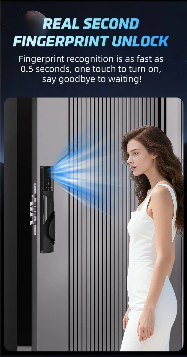 2026 Tuya Wifi Palm Face Recognition Smart Lock Video Monitoring Intercom Smart Door Lock Compatible with Israeli Mortise