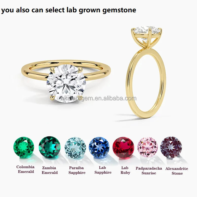 14k Gold Ring 1 Carat D Color Vs1 Vvs2 Lab Diamond Solitaire Diamond Yellow White Rose Gold Engagement Rings