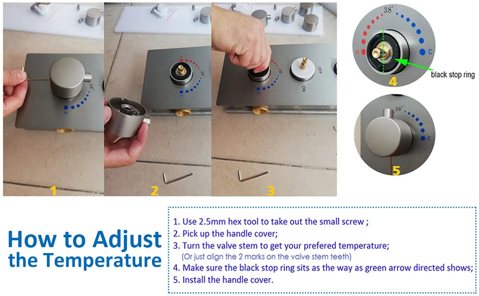 Black Thermostatic Valve 3-4 Outlet Thermostate Shower Diverter Mixer Valve Round Knobs Concealed Mixers Shower Diverter Brass