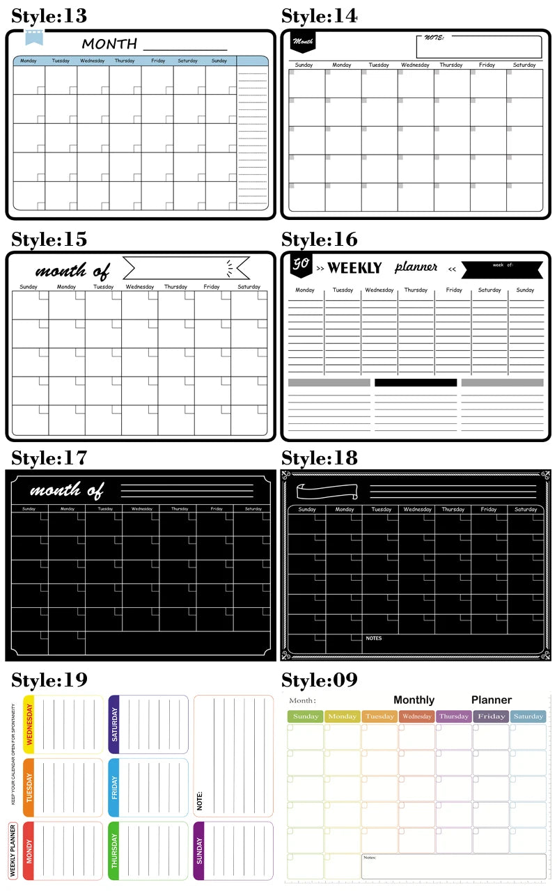 A3 Size Magnetic Monthly Weekly Planner Dry Erase Whiteboard Calendar Table Blackboard Fridge Sticker Message Board Menu