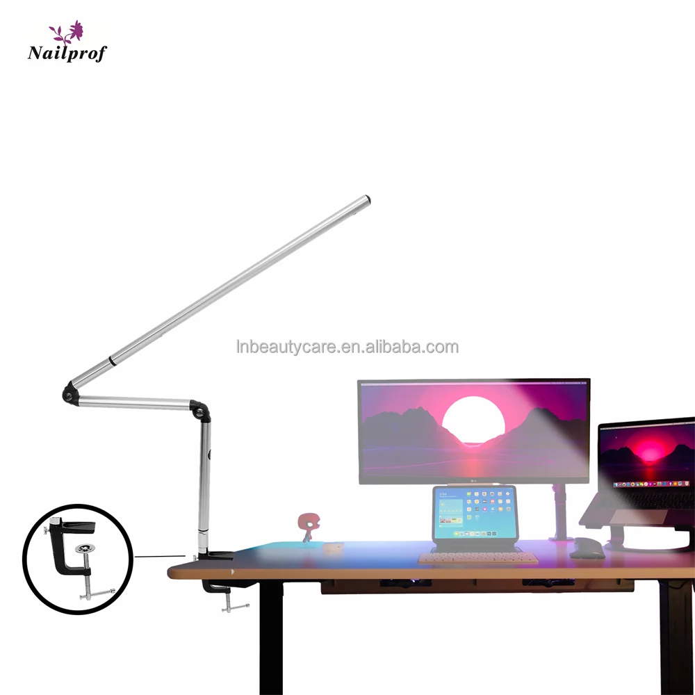 Modern Simple Electric Adjustable Foldable LED Touch Sensor Metal Office Desk Lamp Professional Manicure Swing Arm Lamp Nail