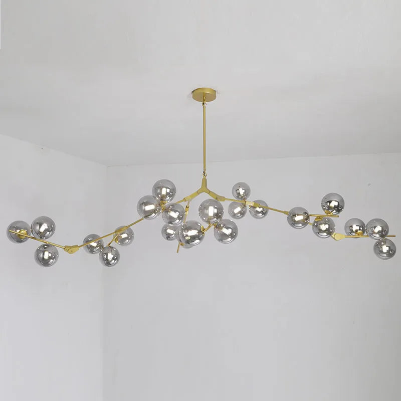 Light Luxury Nordic Minimalist Modern Adjustable Height LED Glass Chandelier for Living Room