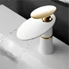 Modern Brass Chrome Finish Deck Mounted 1-Hole Single Handle Waterfall Spout Bathroom Sink Faucet with Ceramic Valve Core