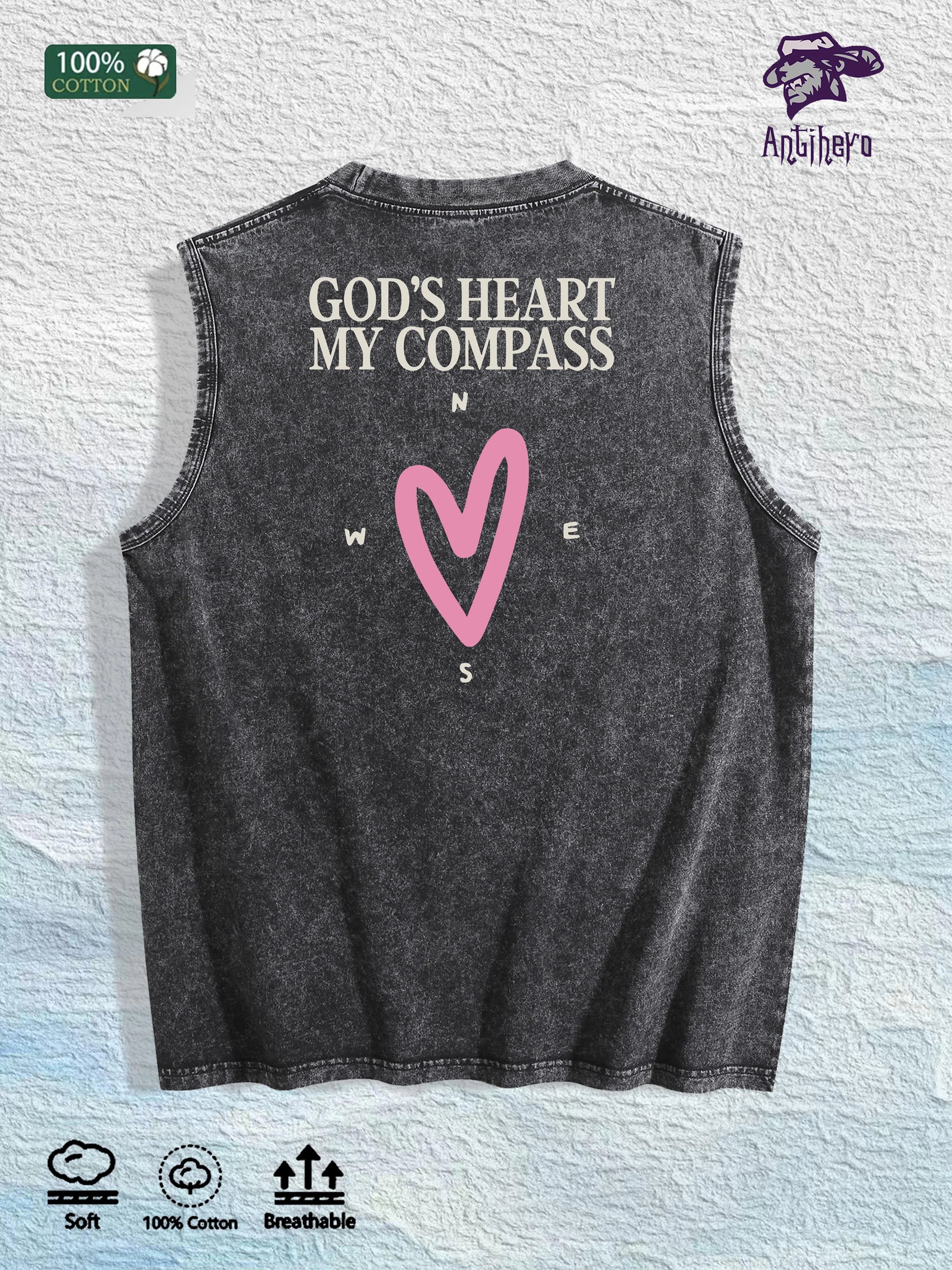 GOD IS GOOD ALL the TIME Printed Washed Vest US Local Warehouse 3 Colors Cotton Breathable Trendy Top
