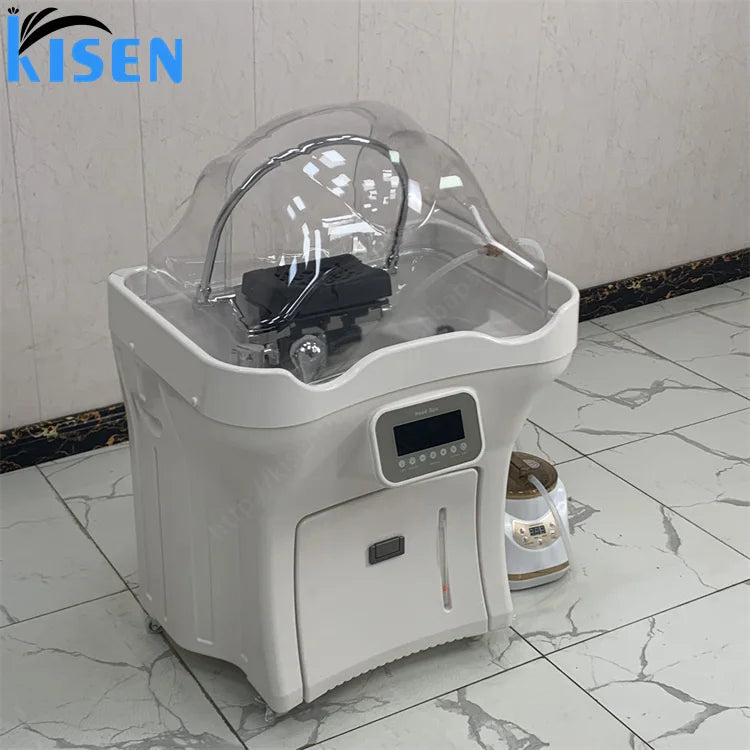 Kisen Portable Head Spa Sink Salon Hair Wash Bowl 2 tank Mobile Hair Wash Basin Portable New Shampoo Basin for Luxury Salon