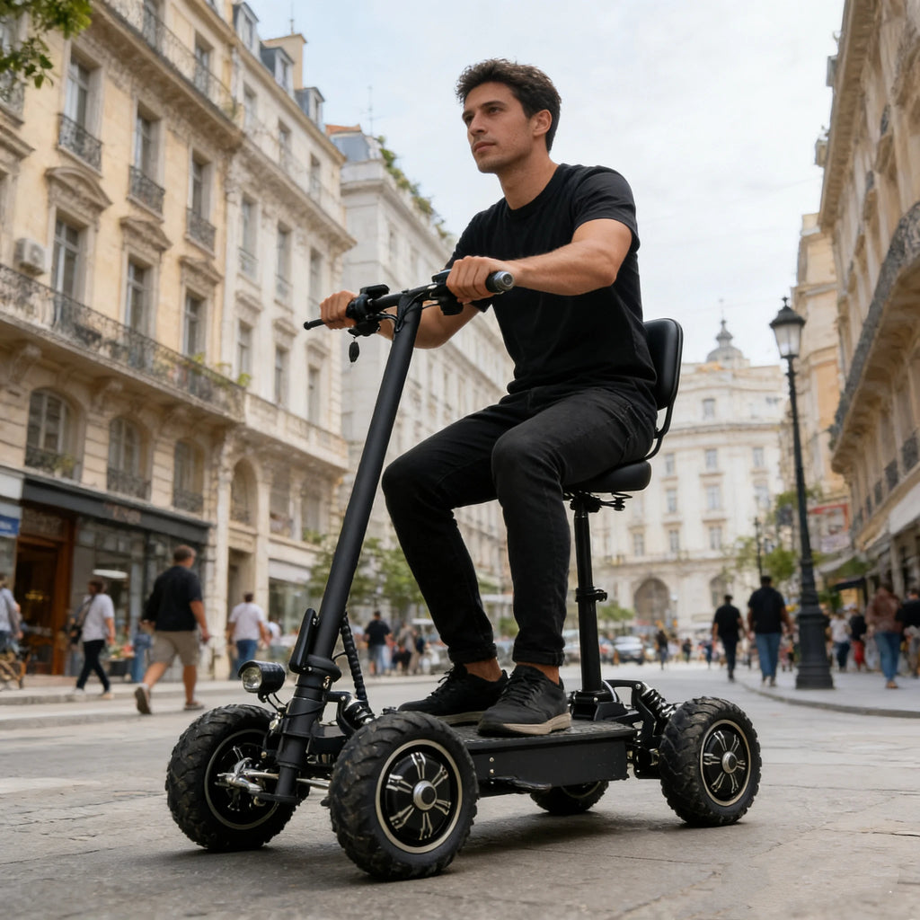 Wheel Electric Mobility Scooter for Seniors & Kids, Safe Folding Commuter Board with Dual Brakes, Comfortable Adult E-Skateboard