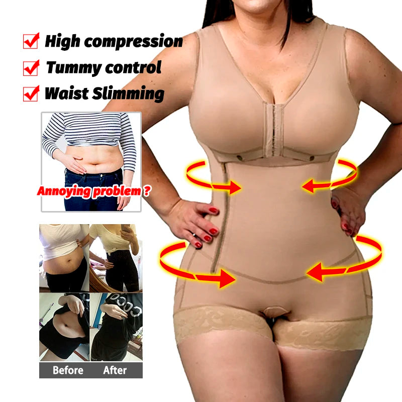 Zipper Open Crotch Fajas Shapewear Flat Stomach Slimming Garment Post Op Liposuction Original Colombian Girdle Corset for Women