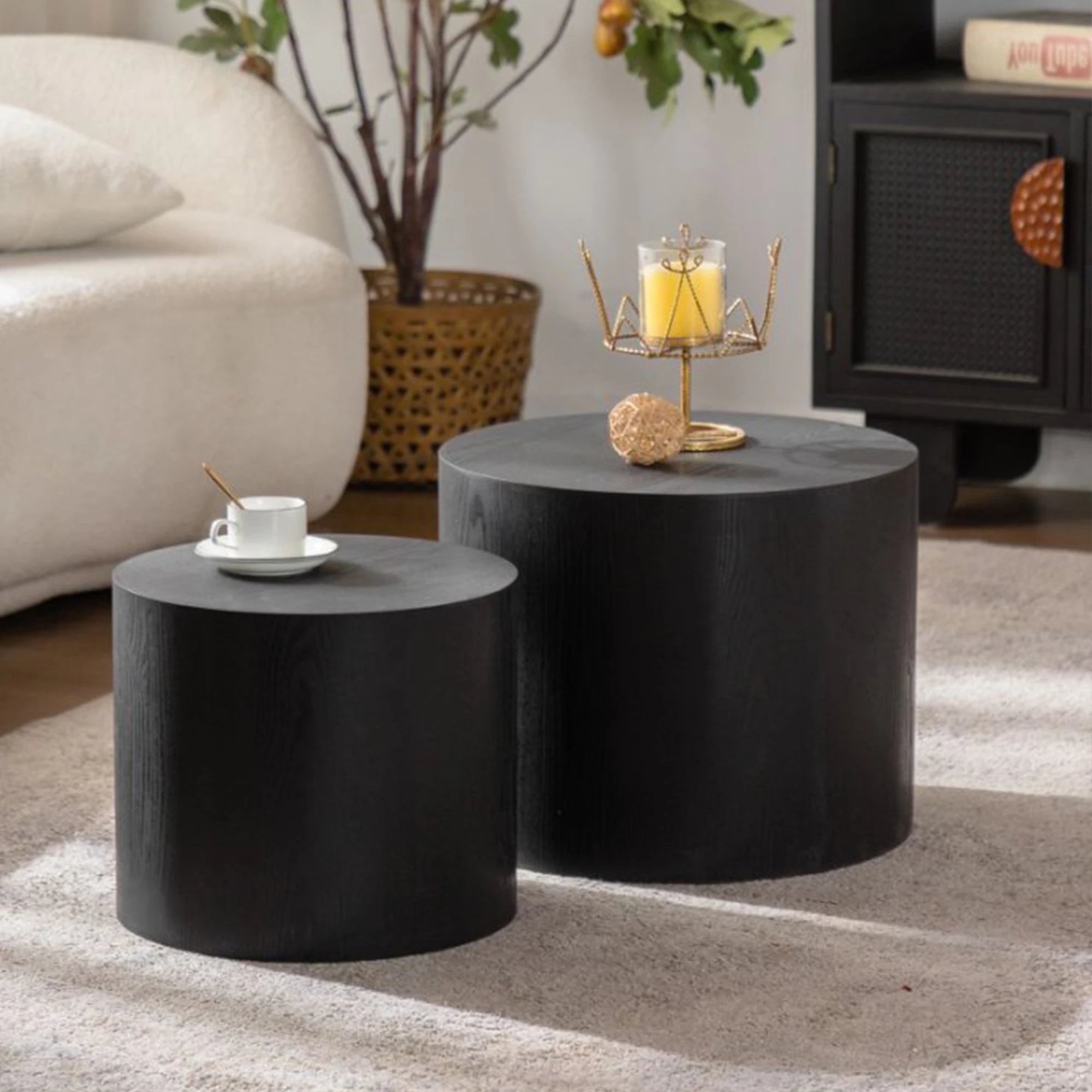 Nesting Modern Coffee Table Set 2 Wooden Foldable for Small Space Living Room Furniture