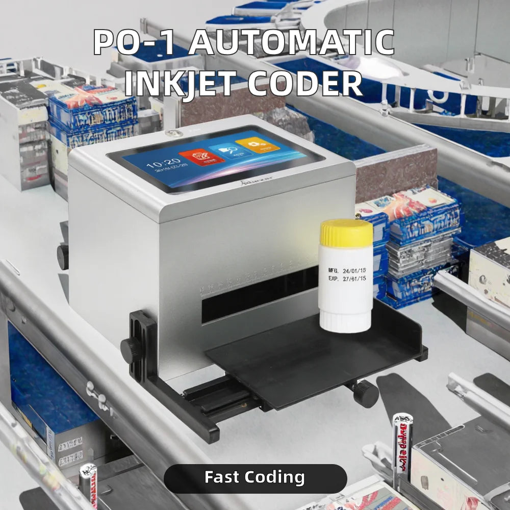 PO-1 Automatic Continuous Inkjet Coding Machine-High-Speed 51 Ppm 600dpi Resolution TIJ Technology for Card/Label/Paper New