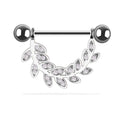 Trendy Nipple Rings 14 G Body Jewelry Piercing Shiny Tongue Nose Ring Barbell Leaf Shape Rings Stainless Steel for Women Girls