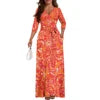 New Wholesale Customized Polynesian Tribal Printed Lace-Up Long Maxi Dress Side Pocket Plus Size Women Casual Dresses With Belt
