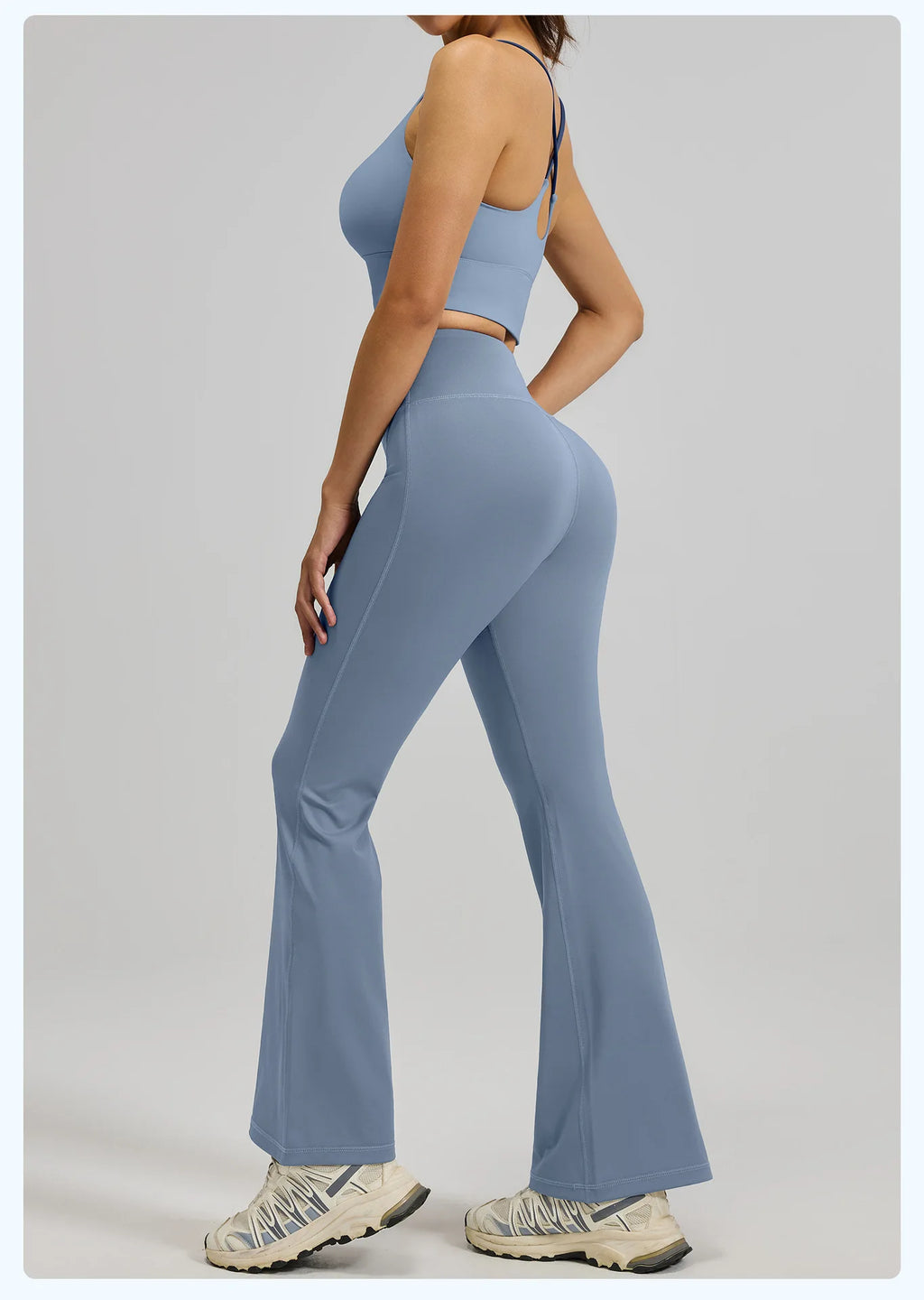 Women's High-Waist Hip-Lifting V-neck Sleeveless Two-Piece Fitness Suit Breathable Slimming Yoga Suit Four-Way Stretch Solid