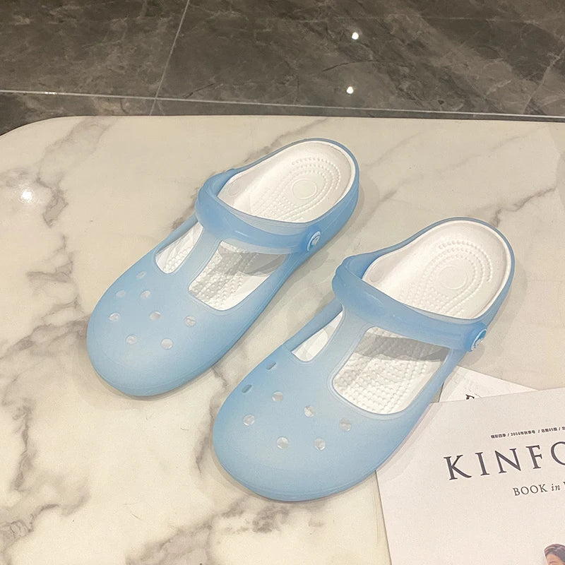 New Summer Jelly Sandals Women Outdoor Casual Slip On Garden Beach Shoes Female Rubber Clogs Non-slip Slides Breathable Slippers