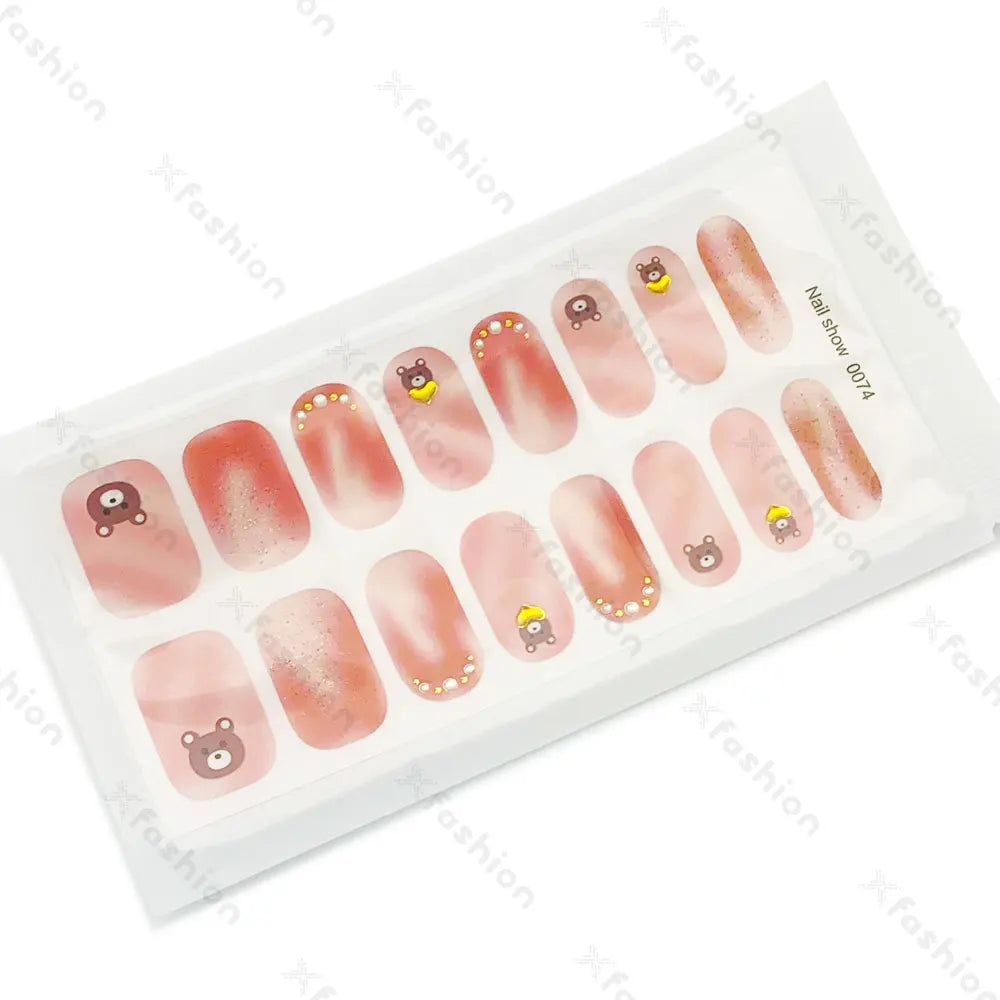 Hot Sale 16 Tips Solid Color Semi-Cured Gel Nail Stickers UV Light Durable Waterproof Long-Lasting Gel Nail Stickers Wholesale