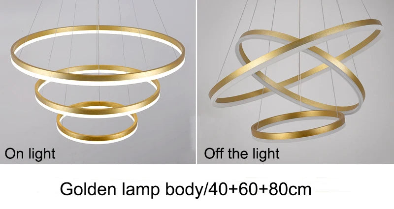 Modern LED Ring Pendant Lights Golden Creative Aluminum Circle Pendant Light for Living Room Restaurant Home Ring Lamp