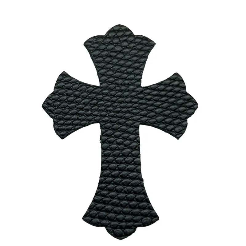 4.5*6.5cm Sheepskin Leather Patch With Cross Shaped Leather Label Genuine Leather DIY With Multiple Colors-106-182