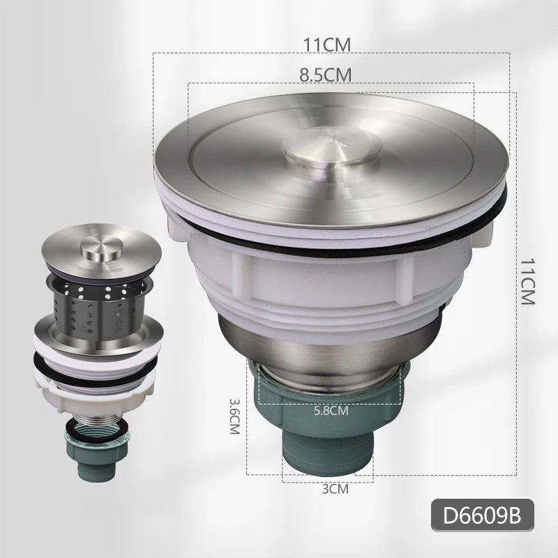 Modern Design 304 Stainless Steel Adjustable Salon Sink Strainer Quick Scullery Basin Drainer with Filter and Lid