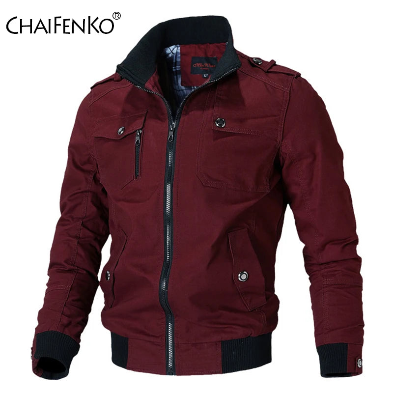 Bomber Jacket Men Fashion Casual Windbreaker Jacket Coat Men Spring Autumn New Hot Outwear Solid Stand Slim Jacket Mens