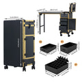OBox Portable Wood Metal Makeup Rolling Case Manicure Dressing Desk Individual Compartments Foldable Modern/Classic Nail Table