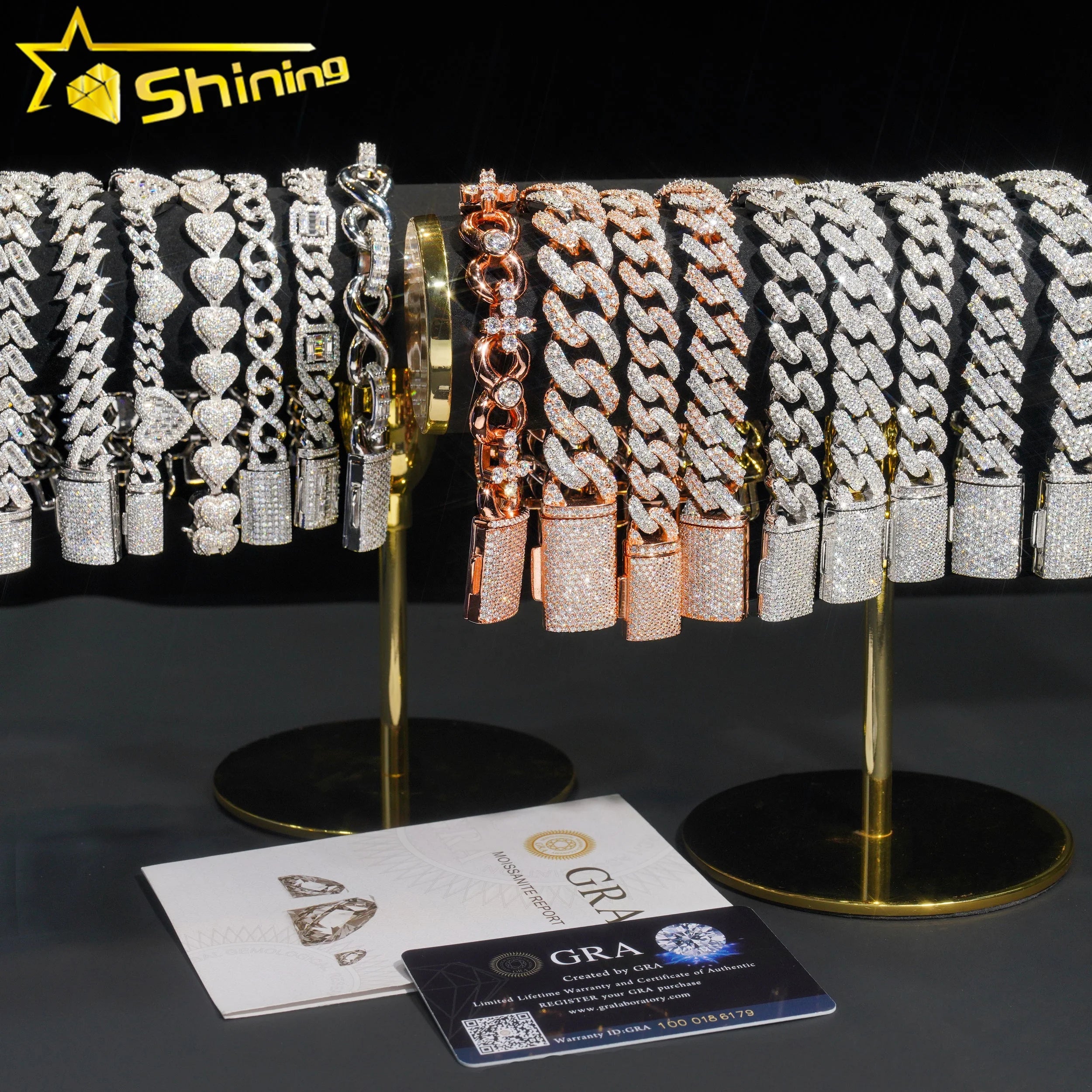 Hot Selling Pass Diamond Tester 925 Sterling Silver 10mm 15mm  20mm Moissanite Cuban Link Chain Mens Cuban Bracelet