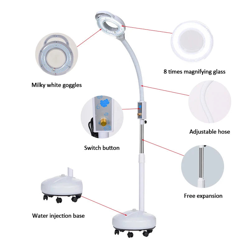 Beauty Skincare Salon Magnifying Floor Magnifier Glass Lamp Led Light Plus Size Women's Clothing Whitening Eyelash Lamp