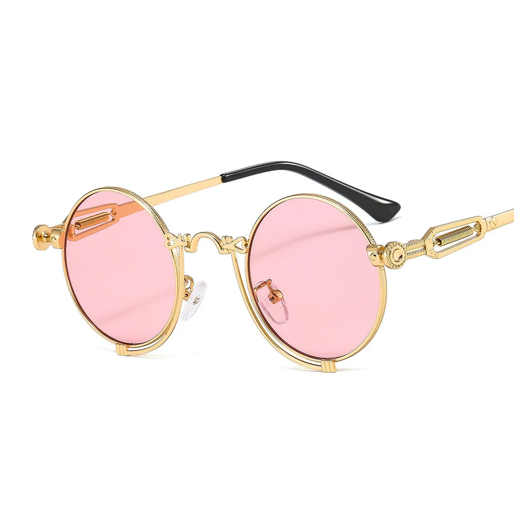 1846 Steampunk Sun Glasses Men Gold Frame Metal Yellow Red Black Oval Sunglasses New Polarized Metal-punk Fashion Sunglasses