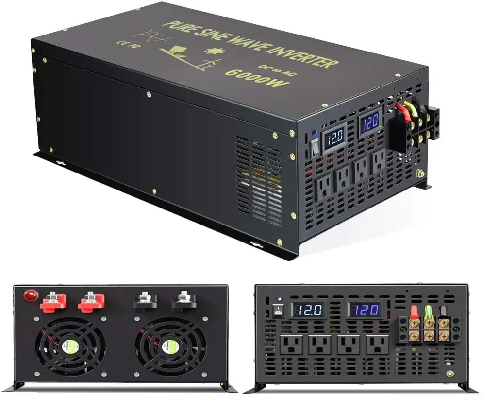 6000W Pure Sine Wave Inverter Solar Power 12V/24V/36V/48V/60V/72V DC to 110V/120V/230V/220V/240V AC Drill/Air Conditioner/Pump