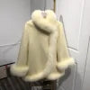 White fox Fur Trim Woolen Overcoat Female Winter Thick Clothes Long High-end Slim Cashmere Coat With Fox Fur Collar Cuffs