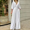 S-3XL Elegant Winter Women's Clothing Fashionable Solid Color Short Sleeved Casual V-neck European and American Style Jumpsuit